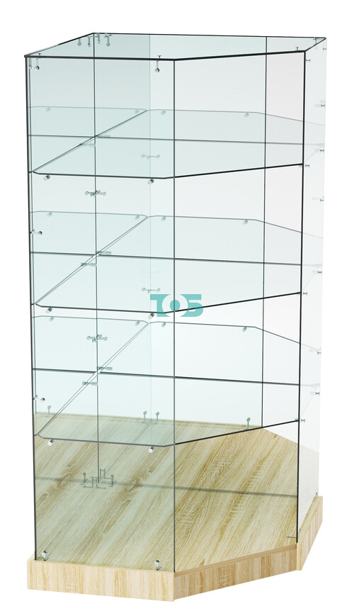 Витрина Хит продаж №518 (угловая пятигранная, открытая, З/C - зеркало)