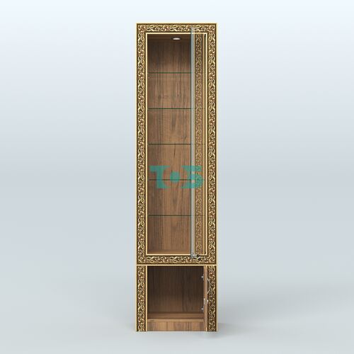 Витрина с декором и пятью прозрачными полками №ВБА-502