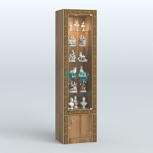 Витрина с декором и пятью прозрачными полками №ВБА-502