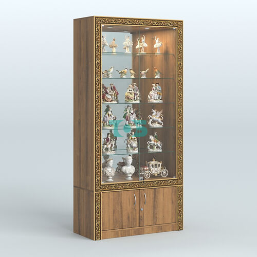 Витрина с декором и замками  из хрома №ВБА-503