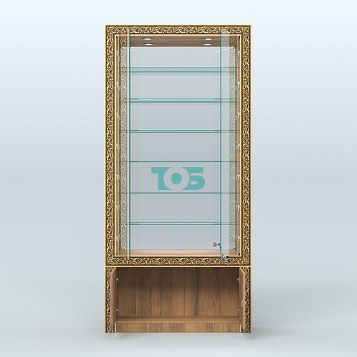 Витрина с декором и зеркальной задней стенкой №ВБА-32С