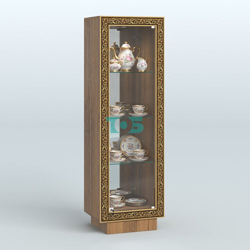 Низкая витрина с декором и тремя прозрачными полками НБА-3