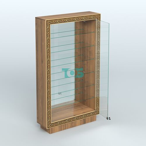 Низкая витрина с декором и узкими полками НБА-11