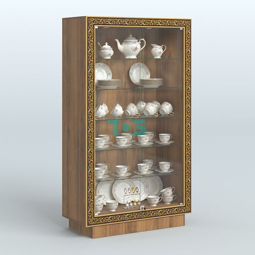 Низкая витрина с декором и прозрачными дверками НБА-505