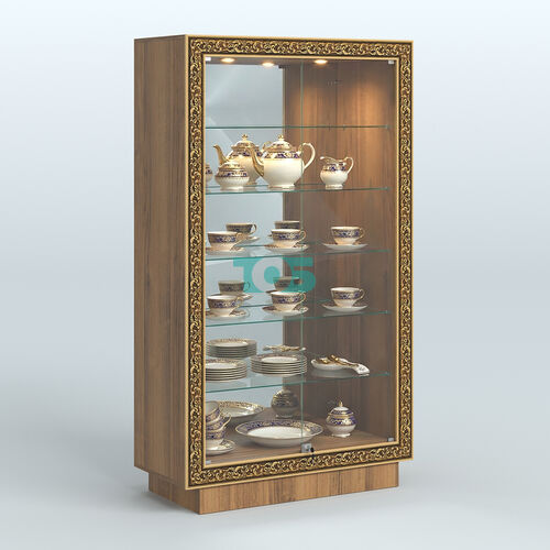 Низкая витрина с декором и задней зеркальной стенкой НБА-507