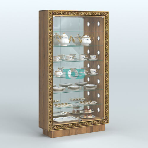 Низкая витрина с декором и шестью стеклянными полками НБА-11С