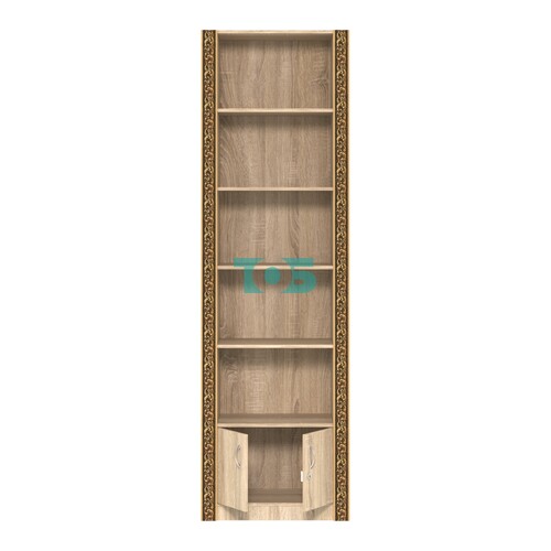 Торговый стеллаж из ДСП с накопителем и декором №СБА-2ВД-400