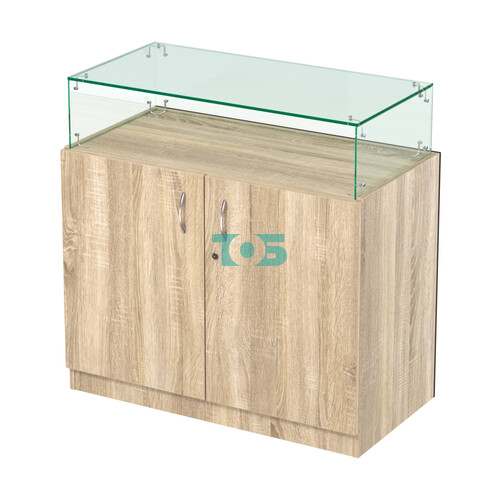 Стеклянный прямоугольный прилавок с декором №СПБА-14