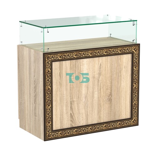 Стеклянный прямоугольный прилавок с декором №СПБА-14