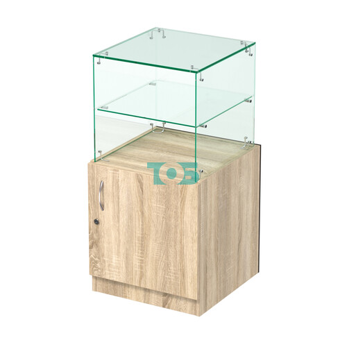 Стеклянный квадратный прилавок с декором №СПБА-10