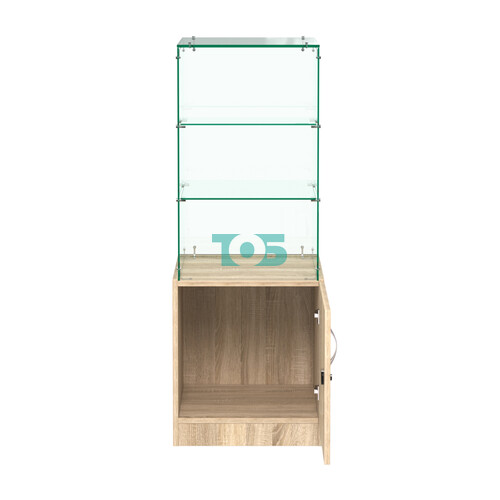 Стеклянный прилавок с декором и тумбой №СПБА-31