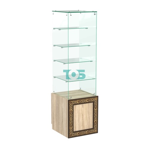 Стеклянный прилавок с дверкой и декором №СПБА-208