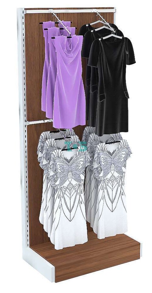 Торговая пристенная система с пристенными поручнями для одежды ФЕНИКС №2 односекционная