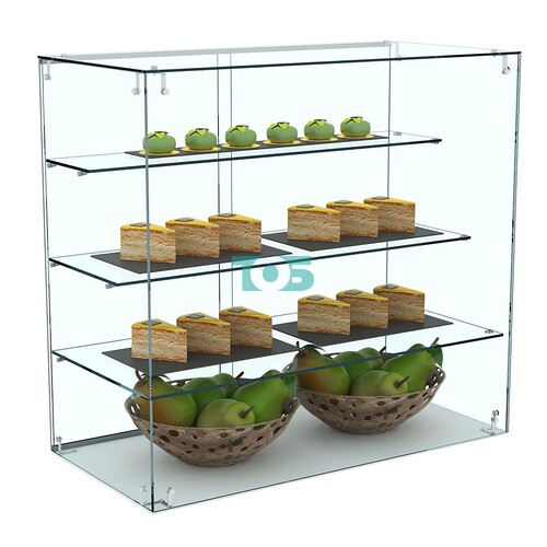 Настольная мини-витрина из стекла с тремя полками "лесенкой" №3-900