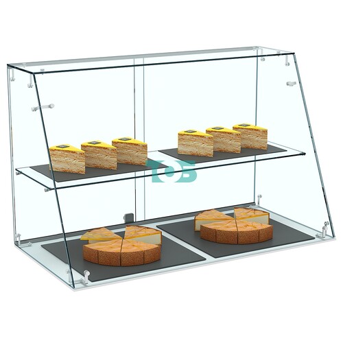 Настольная низкая мини-витрина из стекла с наклонным фасадом №39-900