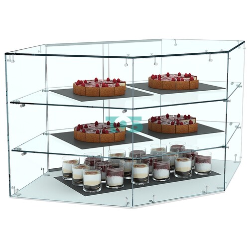 Настольная шестигранная мини-витрина внешнего угла из стекла №14-2