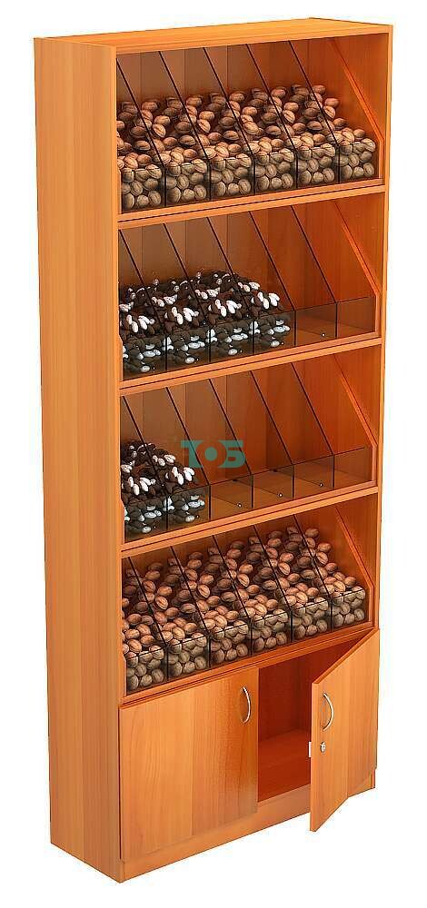 Стеллаж для конфет и орехов №1-6Я на 24 ячейки с дверками в накопителе