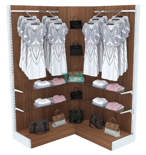 Торговая пристенная система с поручнями и полками для одежды ФЕНИКС №4 угловая