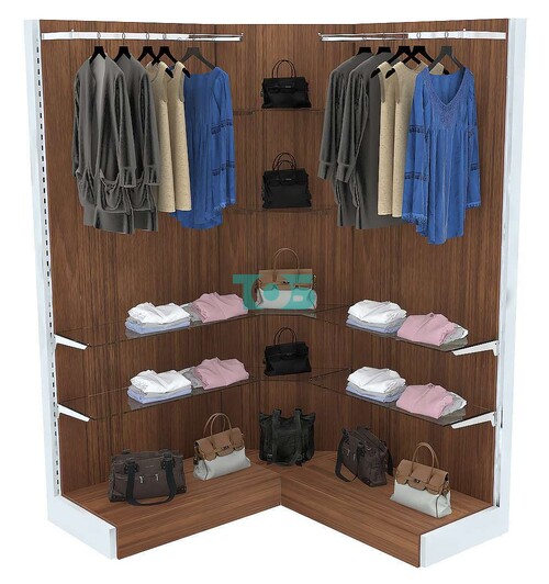 Торговая пристенная система с металлическим каркасом для продажи одежды ФЕНИКС №7 угловая