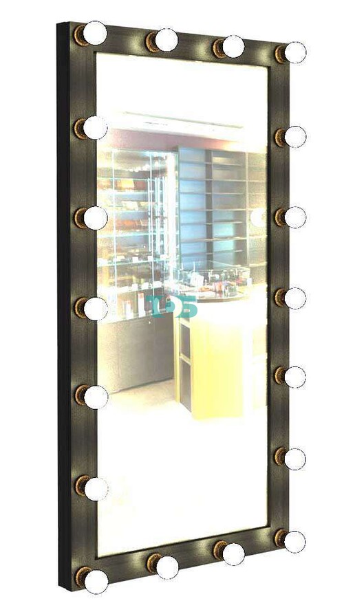 Торговое настенное зеркало с выносными светильниками №1