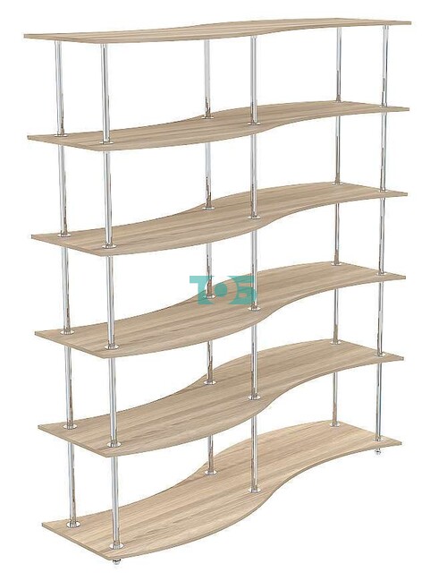 Торговый сквозной хромированный стеллаж ВОЛНА №1-2