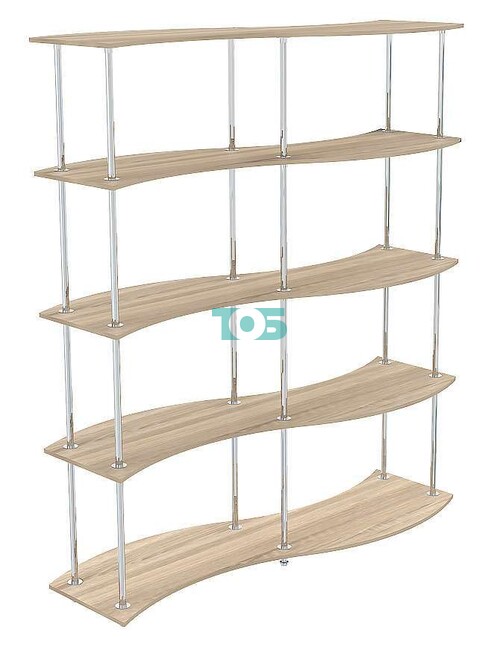 Торговый обзорный хромированный стеллаж ВОЛНА №2-1