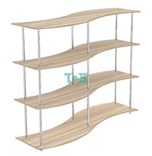 Торговый невысокий хромированный стеллаж ВОЛНА №3-2