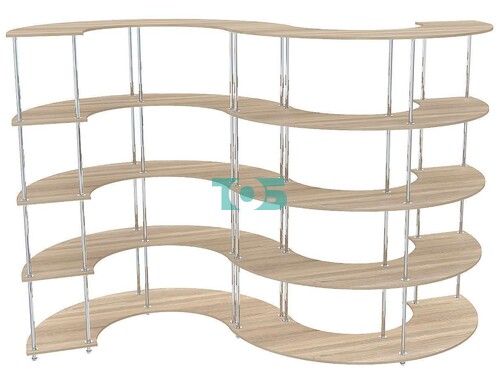 Торговый обзорный стеллаж с полками ДСП ПОЛУМЕСЯЦ №5