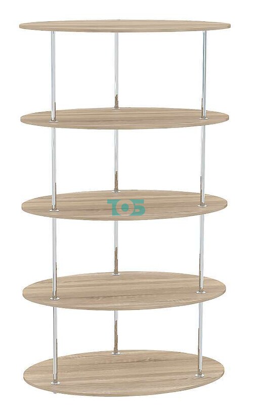 Торговый высокий хромированный стеллаж ОВАЛ №2