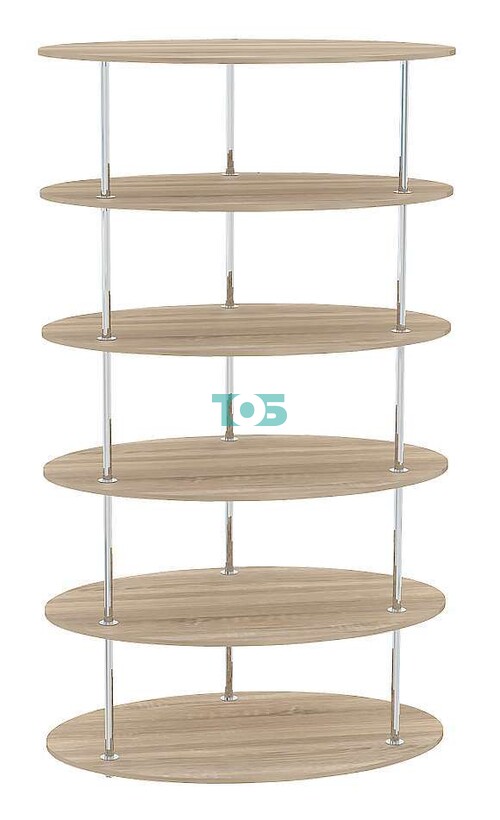 Торговый обзорный хромированный стеллаж ОВАЛ №1