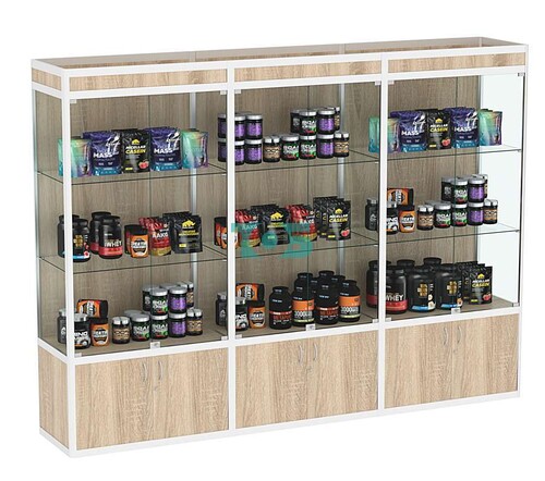 Витрина из профиля №1-2П (3-ех метровая) (задняя стенка - ДВП) 