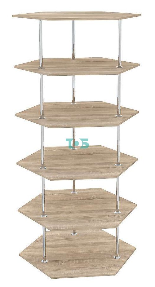 Торговый обзорный стеллаж ГЕКСАГОН №1