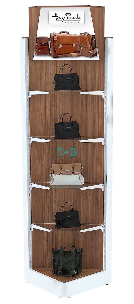 Угловой стеллаж со световым коробом и стеклянными полками ФЕНИКС №3-1