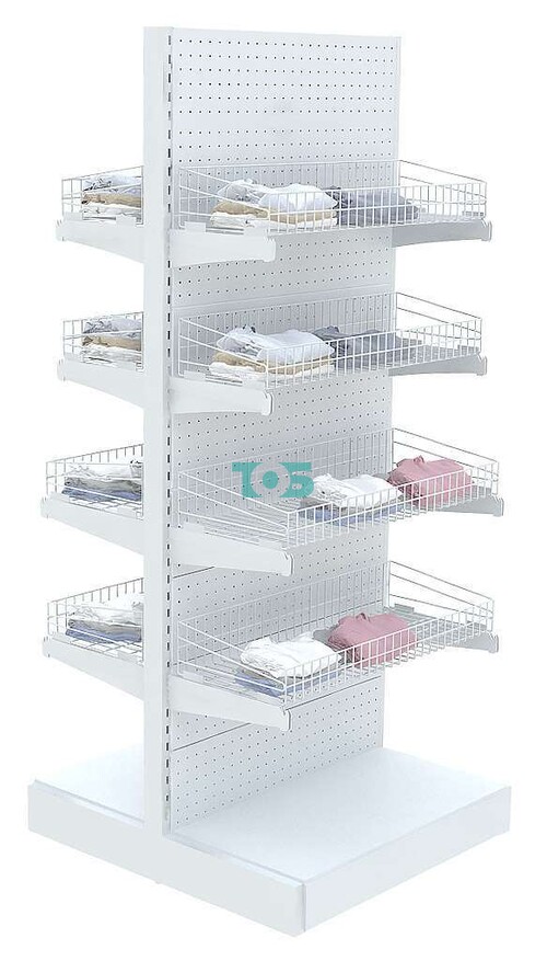 Высокий островной стеллаж с корзинами №2