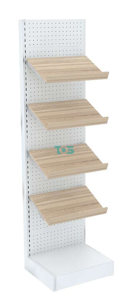 Узкий пристенный стеллаж с наклонными полками №2