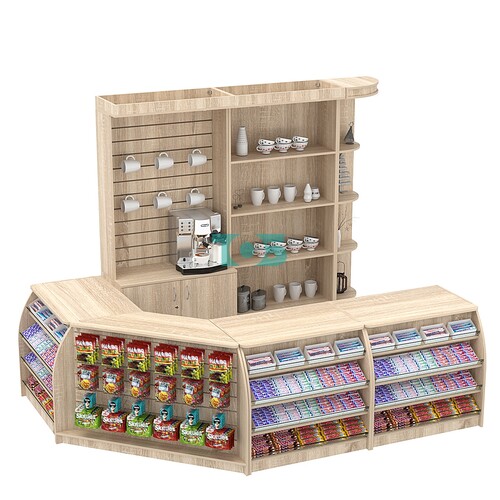 Комплект кассовой зоны с стеллажами под кофемашину средний №2