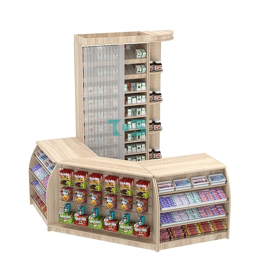 Комплект кассовой зоны со стеллажом под сигареты малый №1