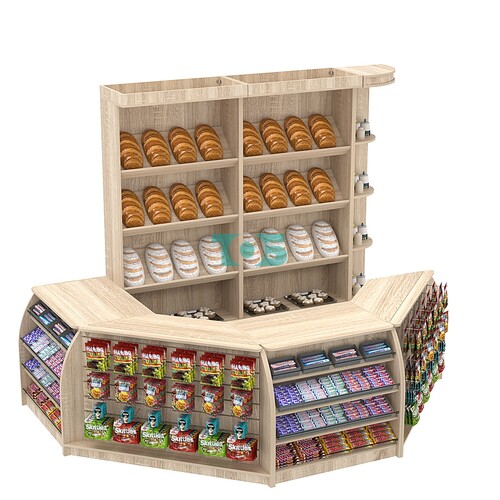 Комплект кассовой зоны со скосами для магазина выпечки средний №2-1