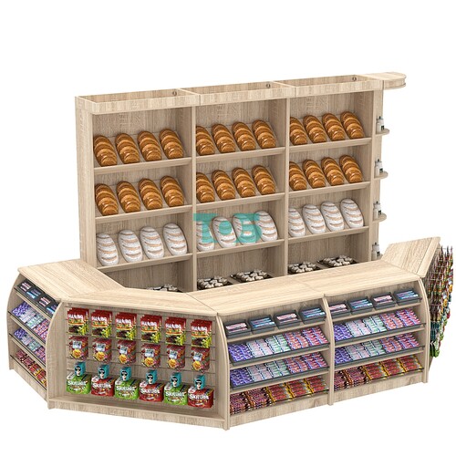 Комплект кассовой зоны со скосами для магазина выпечки большой №3-1