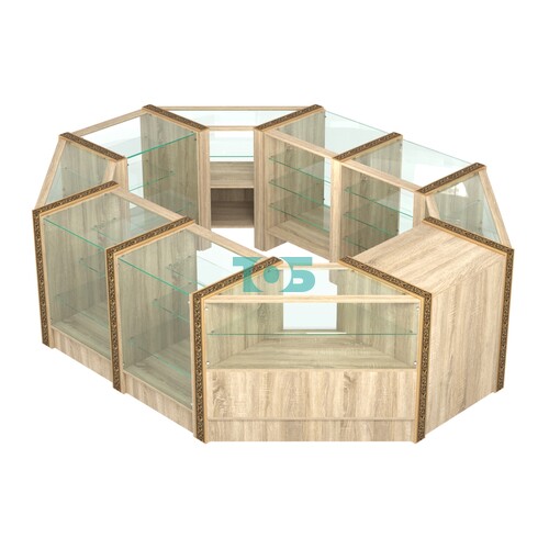 Торговый островок с прозрачными полками и молдингами №2 (4,72 кв.м)