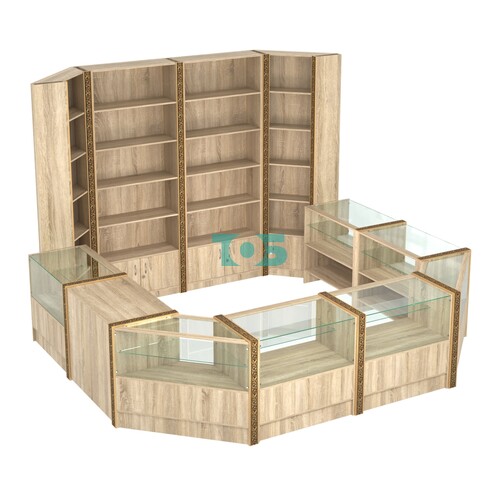 Торговый островок с выкатным прилавком и молдингами №4 (5,38 кв.м)