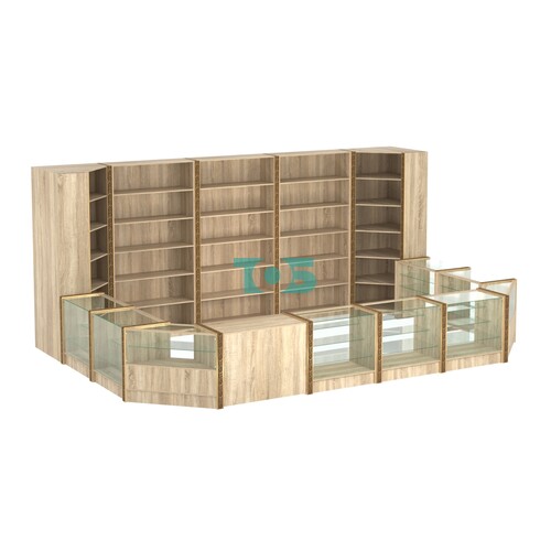 Торговый островок из стекла и ДСП с молдингами №6 (5,38 кв.м)