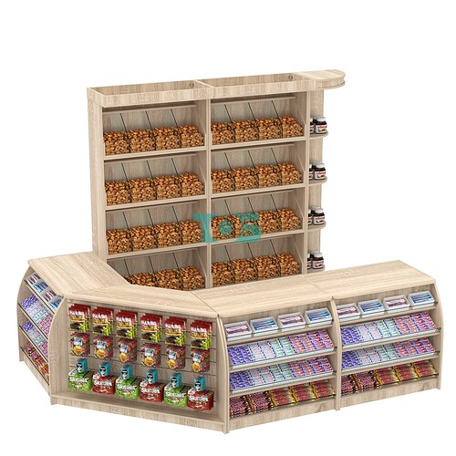 Комплект кассовой зоны со стеллажами под конфеты и орехи средний №2