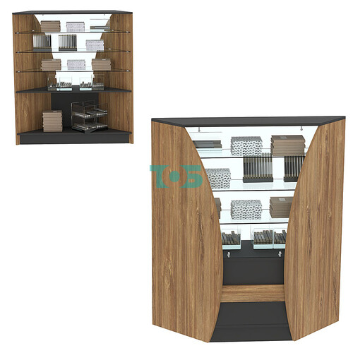 Торговый прилавок со стеклом серии БРИЗ №4 угловой (внутренний угол)