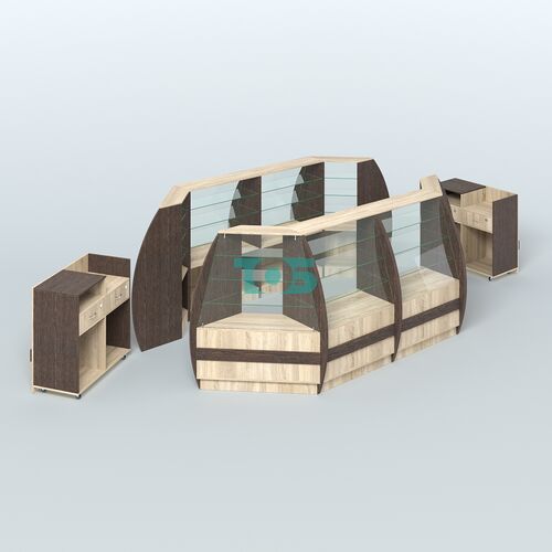 Торговый островок из стекла и дсп БРИЗ средний №3