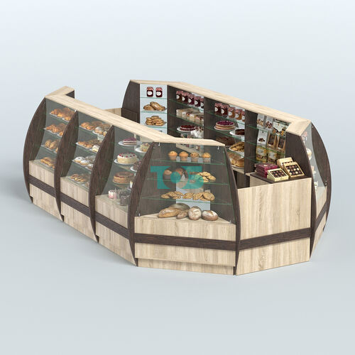 Торговый островок из стекла и дсп БРИЗ для двух продавцов №5