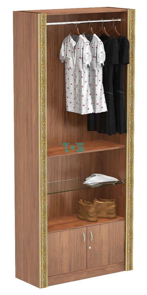 Торговый пристенный стенд для демонстрации одежды с декором серии ИМПЕРИЯ №11