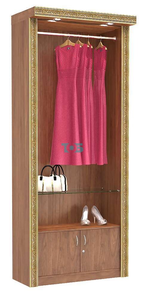 Торговый пристенный стенд для платьев и аксессуаров с подсветкой серии ИМПЕРИЯ №10П