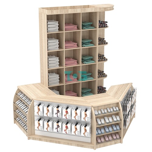 Комплект кассовой зоны со стеллажами - ячейками и подсветкой №1-1