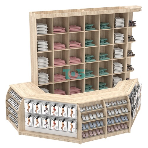 Комплект кассовой зоны со стеллажами - ячейками средний с фризом №2-1